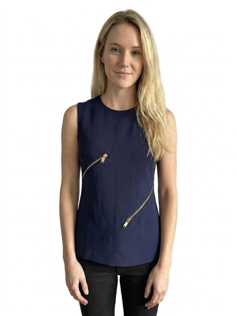 Stella McCartney Crew Neck Sleeveless Navy Top Womens Size XS / US 2 / IT 38